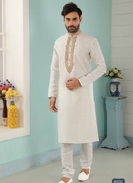 Off White Designer Fancy Party And Function Wear Traditional Art Banarasi Silk Kurta Churidar Pajama Redymade Collection 1036-8502